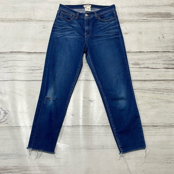 L'agence Jeans Women's 27 Blue Faded Denim Straight Medium Wash Cropped - Picture 3 of 12